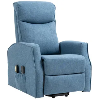 Homcom Poltrona Relax Alzapersona con 8 Punti Massaggio e Reclinazione a 135° , Blau , Kunststoff , 87.5x110x74.5 cm , Wohnzimmer, Sessel, Massagesessel