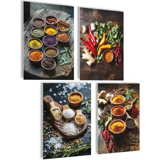 mojoliving Poster Kaffee Bilder Kaffee Bild Wandbilder Bilder für die Küche Poster Deko Vintage Geschenke (Gewuerze Kraeuter, 4x A4 | ohne Rahmen)