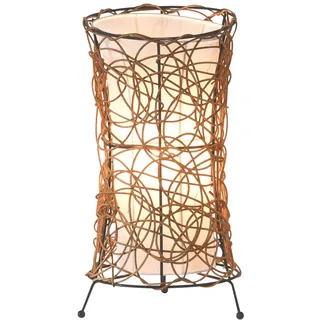 M2 OUTLET Tischleuchten SKOV 41652 Ø20CM 1 flammig, E27 Rattan, Stoffschirm für LED Spot, normale Halogen