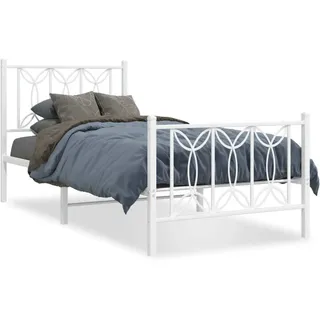 vidaXL Bettgestell mit Kopf- und Fußteil Metall Weiß 80x200 cm - Weiß