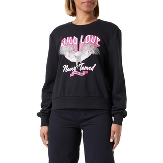 ONLY Damen Sweatshirt Onlnomi L/S Wild O-Neck Box Cc SWT, Black/Print:Eagle, XL