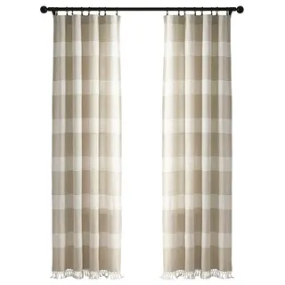 Lush Decor Tucker Streifen-Vorhang, gefärbt, Baumwolle, geknotet, Quaste, 213,4 x 101,6 cm, Taupe