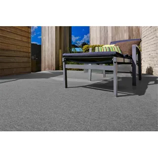 andiamo Kunstrasen Outdoor wasserdurchlässig, Rasenteppich wetterfest, Drainage-Noppen, UV-beständig, für Balkon und Garten, Farbe:Grau, Größe:200 x 300 cm