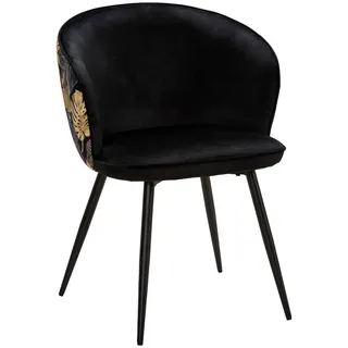 Livetastic Armlehnstuhl , Schwarz, Goldfarben , Holz, Metall, Textil , Pappel , Sperrholz , Blätter , Rundrohr , 60x81x60 cm , Esszimmer, Stühle, Polsterstühle