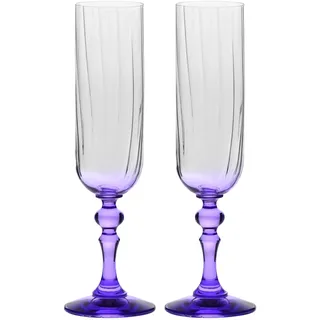 Krosno Champagnergläser 220 ml mit violettem Stiel, 2er Set – für Mocktails, Mimosa, Prosecco, Cava und Spritz – bleifreies Kristallglas – spülmaschinengeeignet – Celebration Moments Bubble