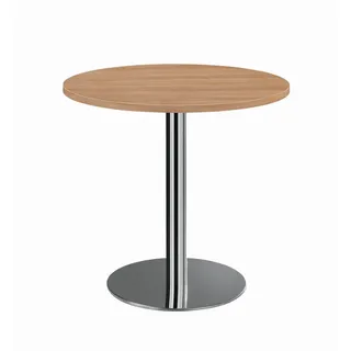 Venda Konferenztisch , Nussbaumfarben, Chromfarben , Metall, Holzwerkstoff , rund , Säule , 80x74x80 cm , Fsc, DIN EN ISO 14001, DIN EN ISO 9001 , Büromöbel, Schreibtische, Besprechungstische