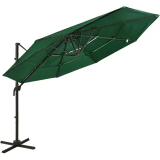 The Living Store Sonnenschirm mit Aluminium-Mast 4-lagig Grün 3x3 m - Grün