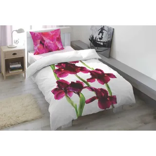 Home Elements Baumwollsatin-Bettwäsche Kollektion Laurels 140 x 200 70 x 90 cm - Weiß