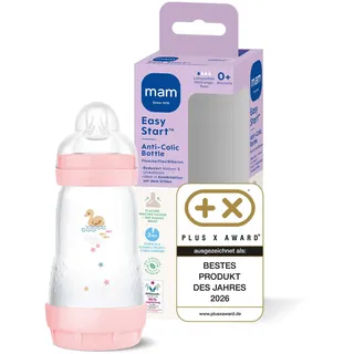 MAM Easy Start Anti-Colic Babyflasche (260 ml), besonders gut akzeptierte Milchflasche, Baby Trinkflasche mit Bodenventil gegen Koliken & Sauger Größe 1, 0+ Monate, Schwan