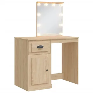 vidaXL Schminktisch mit LED-Leuchten Sonoma-Eiche 90x42x132,5 cm