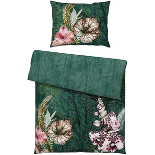 Esposa Wendebettwäsche , Grün , Textil , Blume , 140x200 cm , pflegeleicht, hautfreundlich, schadstoffgeprüft , Heimtextilien, Bettwäsche & Leintücher, Bettwäsche, Wendebettwäsche
