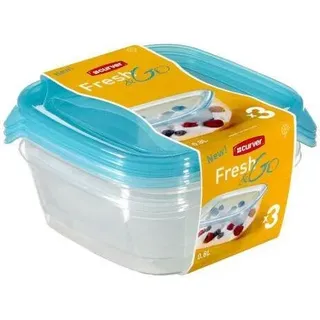 kasten FRESH&GO quadratisch. 0,8l PH (3Stück) - Transparent, Gelb