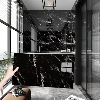 AMOYUN Fliesenaufkleber 30x60cm für Küchen, 10 Stück Marmor PVC Fliesensticker Fliesen Badezimmer Selbstklebende Fliesendekor Aufkleber Backstein zum Esszimmer Bad Fliesenfolie Deko