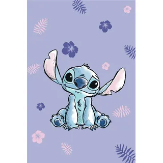 Disney Lilo e Stitch Decke aus Microflanell, Blau, 100 x 150 cm, 100% Polyester