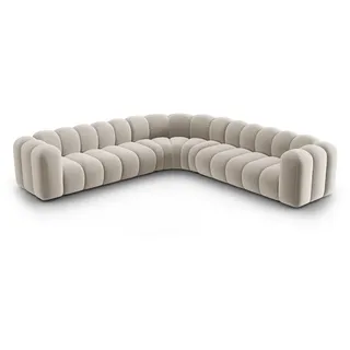 Micadoni Ecksofa symmetrisch modular Lupine aus Samt beige 5 Sitzplätze , Beige , Textil , L-Form , 309x309 cm , Hergestellt in Europa , Wohnzimmer, Sofas & Couches, Wohnlandschaften, Ecksofas