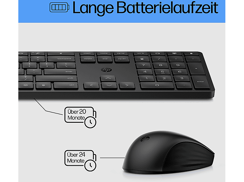 Bild von 650 kabellos Tastatur, Maus-Set Deutsch, QWERTZ Weiß