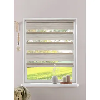 MY HOME Doppelrollo »PAGELLA« Lichtschutz Blendschutz Sichtschutz Verdunkelung ohne Bohren freihängend mit eingewebten Chenillefäden NEUHEIT!, beige