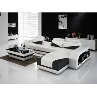 Wohnlandschaft Ecksofa L-Form mit Sessel Set Modern JVmoebel - Weiß, Schwarz