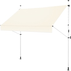Bild von Klemmmarkise 250 x 120 Sonnenschutz Balkonmarkise Campingmarkise ohne Bohren, Weiß – gerader Schnitt, 4900-1525-208, Klemmmarkise 250 x 120 cm - Weiß
