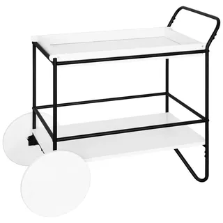 Mid.you Servierwagen , Schwarz, Weiß , Metall , rund , 91x80.5x54 cm , herausnehmbares Tablett , Esszimmer, Barmöbel, Barwagen