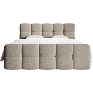 Selsey Boxbett Cloudy Grau-Beige Boucle-Bezug 160/200 cm , Textil , Höhe ca. 15 cm , 160x200 cm , Schlafzimmer, Betten, Boxspringbetten