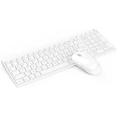 Seenda Kabellos Tastatur Maus Set, 2,4 GHz kabellos, Ultra-Dünne Wiederaufladbare, Wiederaufladbare Aluminium Tastatur, Leise Deutsches Layout QWERTZ für PC, Desktop, Notebook, Laptop (Weiß)