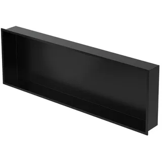 luxebath Wandnische aus Edelstahl 90x30x10 cm Schwarz Duschnische mit Rahmen, Einbauregal, Flexibler Einbau, Befliesbare Nische für Badutensilien,