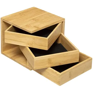 Five Schmuckkästchen, 3 Schubladen, Bambus und Samt