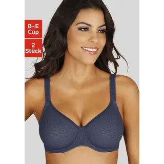 T-Shirt-BH, Damen, Gr. 100, Cup B, blau (marine, toffee), Spitze, Obermaterial: 86% Polyamid, 14% Elasthan, PETITE FLEUR BY LASCANA, BHs T-Shirt-BH, mit Bügel und grafischer Spitze, Basic Dessous, Topseller