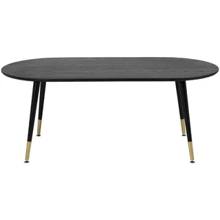 Livetastic Couchtisch , Schwarz, Messingfarben , Metall, Holzwerkstoff , furniert , Holz , oval , konisch, rund , 60x47x120 cm , einfacher Aufbau , Wohnzimmer, Wohnzimmertische, Couchtische, Couchtische Metall