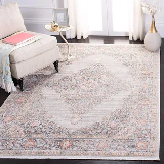 Safavieh Zeitgenössische Teppich für Wohnzimmer, Esszimmer, Schlafzimmer - Shivan Collection, Kurzer Flor, Grau und Rose, 122 X 183 cm