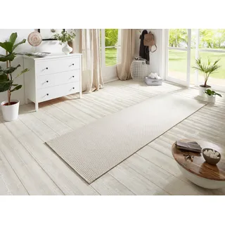 Läufer HANSE HOME "Nature 600" Gr. 12, weiß (ivory), B:80cm H:5mm L:350cm, Polypropylen (PP), Teppiche, Läufer, Flachgewebe, In- & Outdoor, Rutschfest, Flur, Küche, Garten, Terrasse