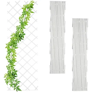 Relaxdays Rankgitter, 3er Set, ausziehbar, Rankhilfe Kletterpflanzen, Garten, Balkon, Terrasse, 250 cm, Kunststoff, weiß