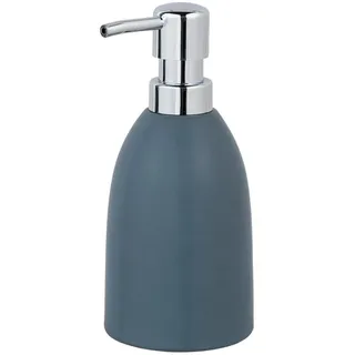 Schöner Wohnen Seifenspender , Blau, Chromfarben , Kunststoff, Keramik , 9.5x18x9.5 cm , Spender problemlos zum Nachfüllen , Badaccessoires, Seifenspender