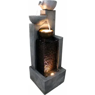 Großer Gartenbrunnen 109 cm mit LED Beleuchtung Springbrunnen Kaskade Wasserspiel Gartendekoration Wasserwand Terrassenbrunnen