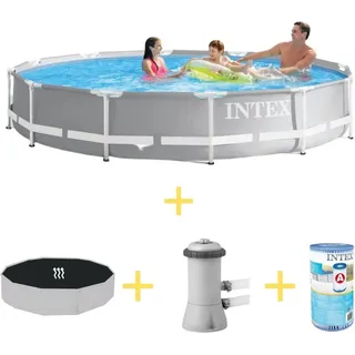Intex Prism Frame Pool - 366 x 76 cm - Inklusive Solarsegel, Filterpumpe & Filter