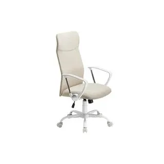SONGMICS Bürostuhl, OBN034K01 Stoff weiß, Gestell weiß