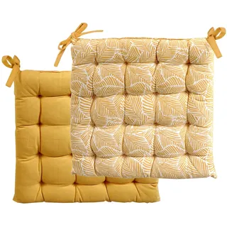 Atout Ciel Stuhlkissen, quadratisch, zweifarbig, 40 x 40 cm, Gelb Bedruckt/einfarbig