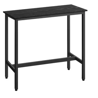 VASAGLE Bartisch, Küchentisch, Küchentresen, rechteckiger Stehtisch, Metallgestell, 40 x 100 x 90 cm, einfacher Aufbau, schmal, Industrie-Design, ebenholzschwarz-tintenschwarz LBT010B56