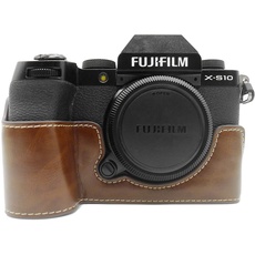 MUZIRI KINOKOO FUJI X-S10 Hülle, PU Leder Case Kompatibel für FUJI X-S10 Schutzhülle Fujifilm XS10 Case Grip Case - Coffee