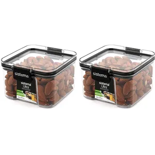 Sistema Ultra Tritan luftdichtes Frischhaltedose | 460 ml Vorratsdose mit Deckel | stapelbar | BPA-frei, Weiß/Grau (Packung mit 2)