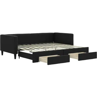 vidaXL Tagesbett Ausziehbar mit Schubladen 90 x 200 cm schwarz