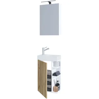 VCM Waschbeckenunterschrank »VCM 3-tlg Set   Waschplatz für Gäste WC   Gästebad   Waschtisch mit Spiegelschrank   Badezimmer Set ¿ Lumia« 3 Stk. tlg., weiß