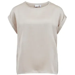 VILA »VIELLETTE S/S SATIN TOP - NOOS«, Satin Optik, beige