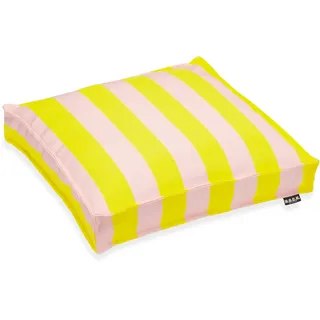 Sitzkissen H.O.C.K., gelb rosé, gestreift, Dekokissen_Sitzkissen_Kissenhüllen, B/L: 40cm x 40cm, 1 Stk., Bezug: 100% Polyacryl, gestreift, Sitzkissen, B:40cm H:5cm L:40cm