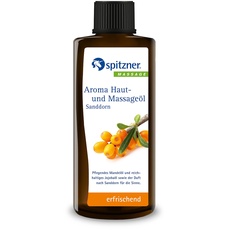 Aroma Haut- & Massageöl Sanddorn (190 ml) – aromatisches Massage Öl mit Jojobaöl, Mandelöl & Sanddornduft, ohne Konservierungsstoffe