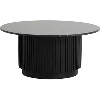 FURNLUX Couchtisch Erie Marmor Schwarz Und Schwarz 90cm / Hauptfarbe: Schwarz / Abmessungen: 90 x 90 x 40 cm - Schwarz