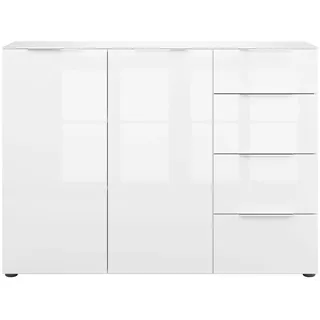 manjana möbel Kommode 135 x 98,7 x 40 cm weiß matt / schwarz