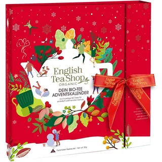 ETS - Premium Tee Adventskalender mit Schleife "Red Christmas", 25 BIO Tee in Teepyramiden
