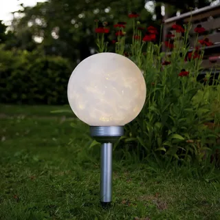 LED Solar Gartenkugel LUNA - Erdspieß - warmweiße LED - H: 37cm - D: 20cm - Dämmerungssensor - Blau